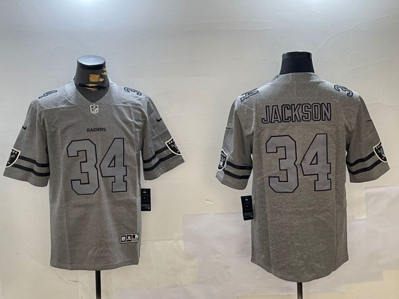 Men Oakland Raiders #34 Jackson Grey Throwback 2024 Nike Limited NFL Jersey style 1
